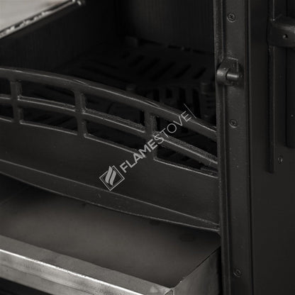 FS-204YK Lux: Soba cu Flacără de Aur, Arată Generozitatea și Eficiența Clasa A, 8 kW, 3 Geamuri Laterale, Sticlă Dublu Arsură