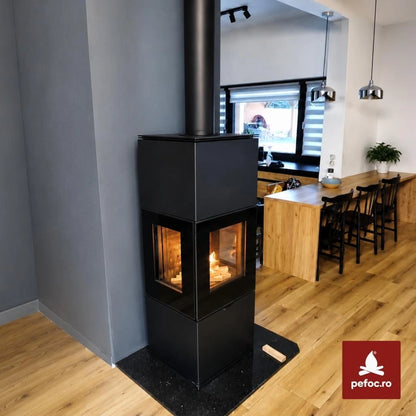 Soba Inga, 3 laturi de sticla, 8-11kW, 203 kg - Samota neagra