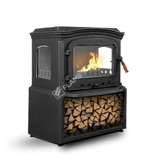 Șemineu din Fontă Premium Flame Stove Altara Lux - Dublă Ardere, Clasă Energetică A, Compartiment Lemne