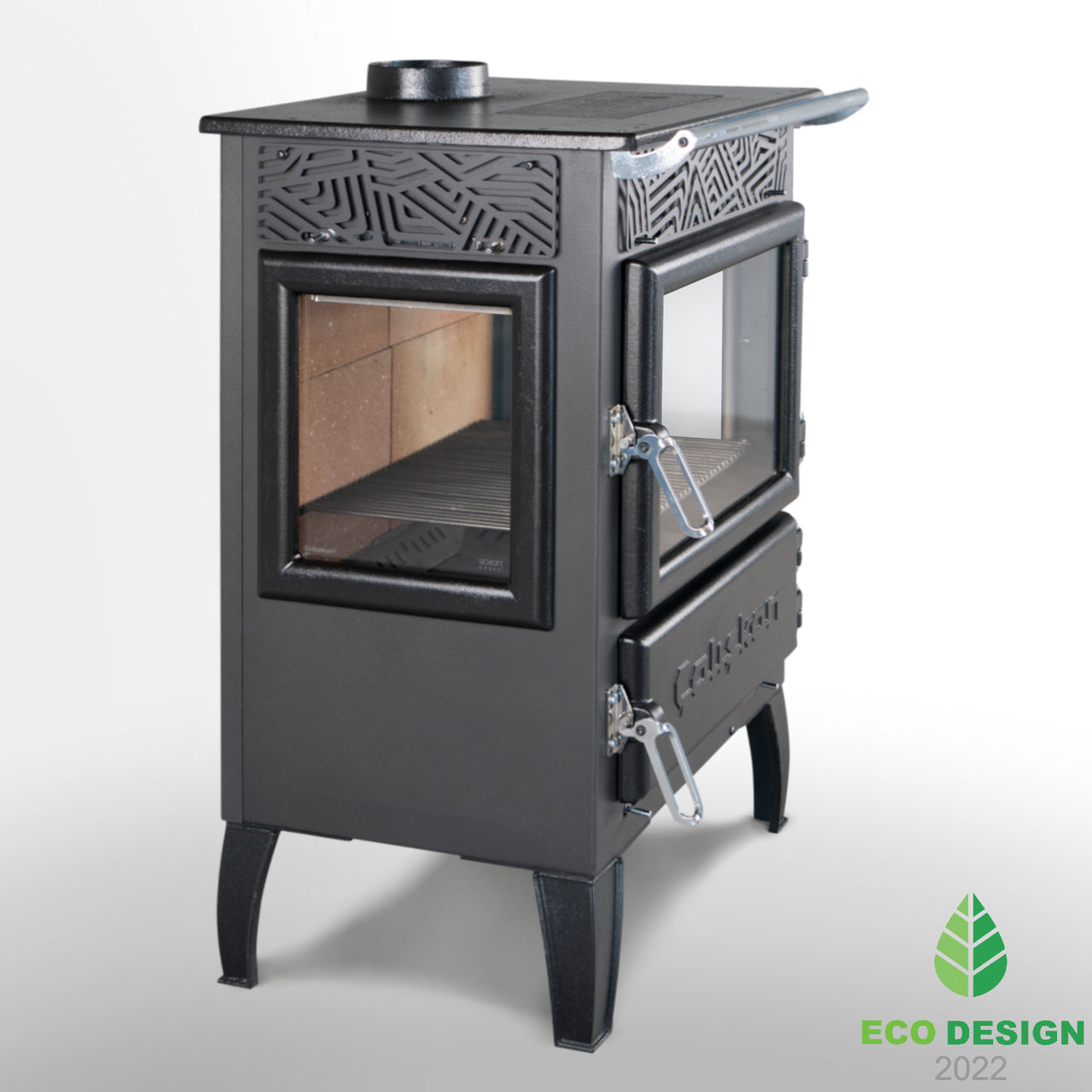 Soba pe colț 305-3D cu Putere de 12.5 kW și Sticlă Termorezistentă - Ideală pentru Încălzirea Locuinței
