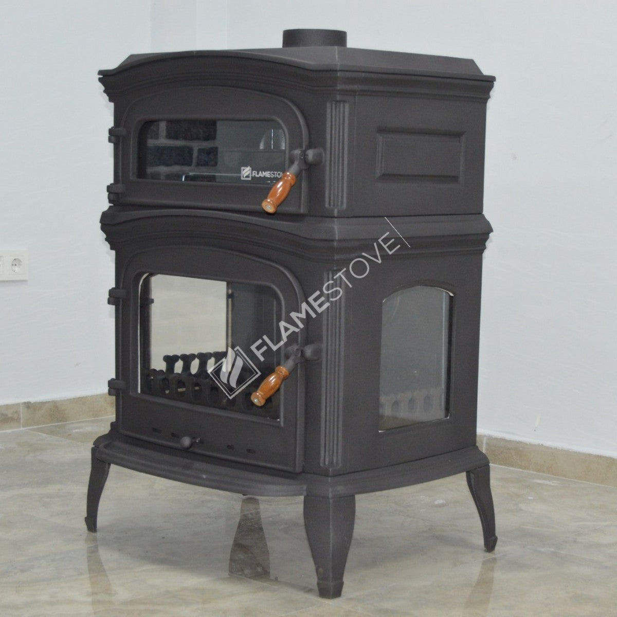 Soba Lux Premium FS-034: Eficiență Energetică Clasa A, Design Elegant din Fontă, Perfectă pentru Încălzire și Gătit