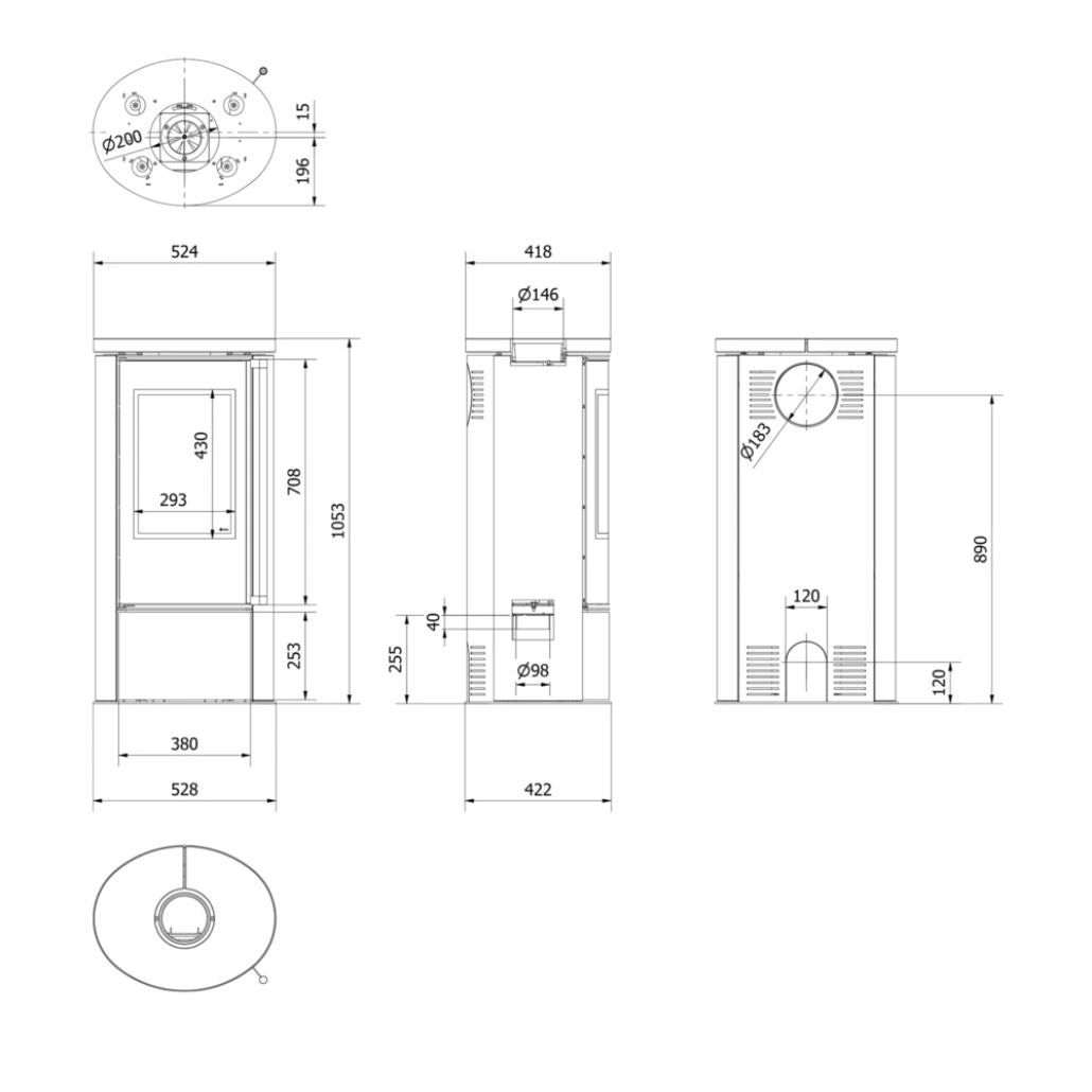 Soba Erik 5.5kW ceramica Grey Satin - maner lemn