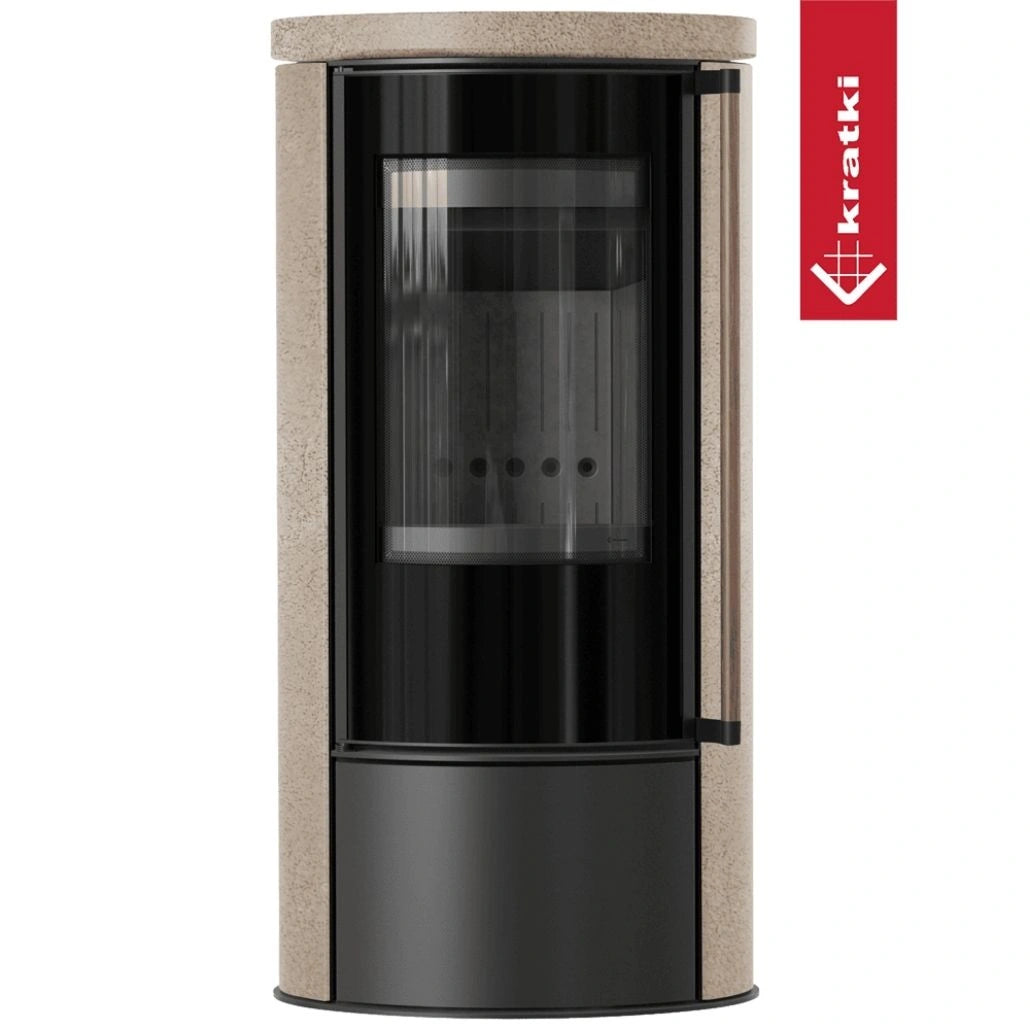 Soba Erik 5.5kW ceramica Gold Satin - maner lemn - samota neagra