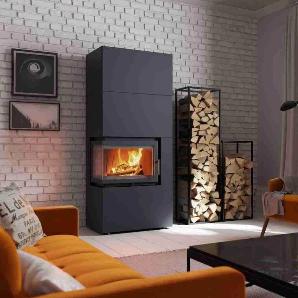 SIMPLE BOX stanga negru - semineu complet