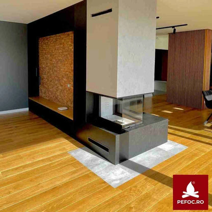 Focar semineu nbu 49 68 trei laturi sticla deschidere verticala