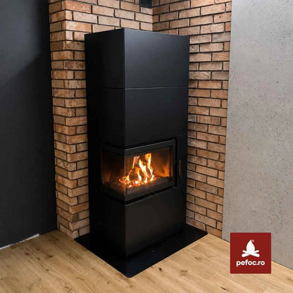 SIMPLE BOX stanga negru - semineu complet