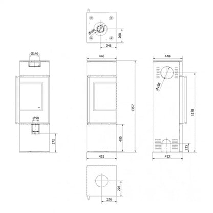 Soba otel Ren S 7kW sticla dreapta - Samota neagra