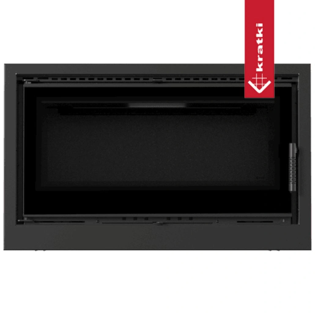 Focar șemineu Hitze AK95 cu ventilator, oțel samota neagra, 14-16.5kW