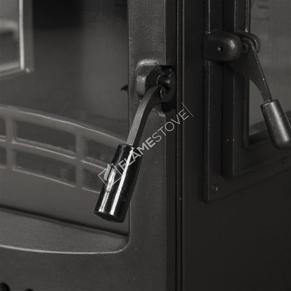 FS-204YK Lux: Soba cu Flacără de Aur, Arată Generozitatea și Eficiența Clasa A, 8 kW, 3 Geamuri Laterale, Sticlă Dublu Arsură