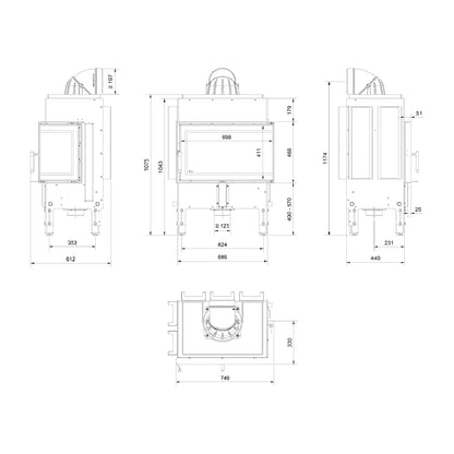 Focar Norra 9.9kW, sticla dreapta, samota neagra, 86%