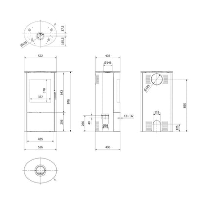 Soba Rollo  7 kW - Samota Neagra