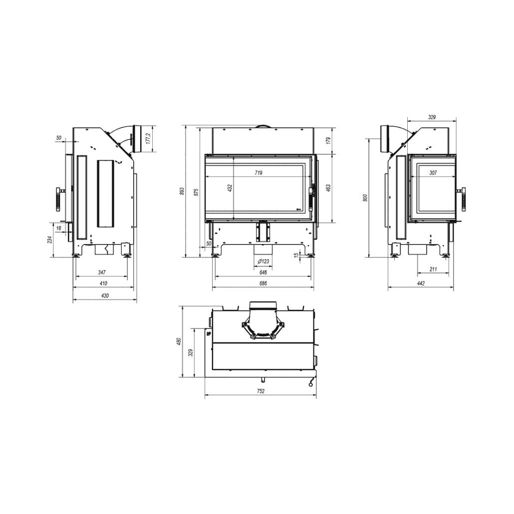 Focar Z-ECO 9.9 kW Sticla stanga - Samota neagra