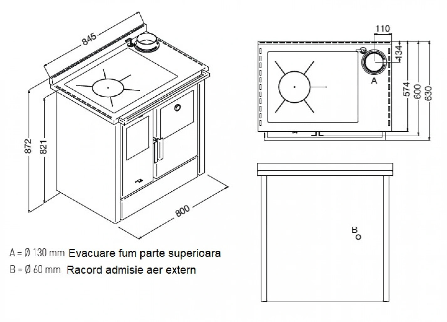 Elvira cu plită și cuptor 8–9.5 kW – Bianco