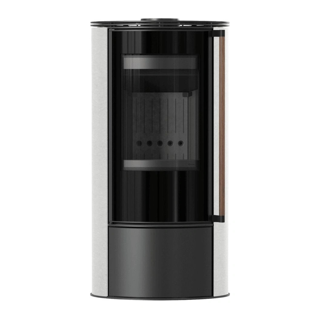 Soba Erik 5.5kW White Satin - maner lemn - samota neagra
