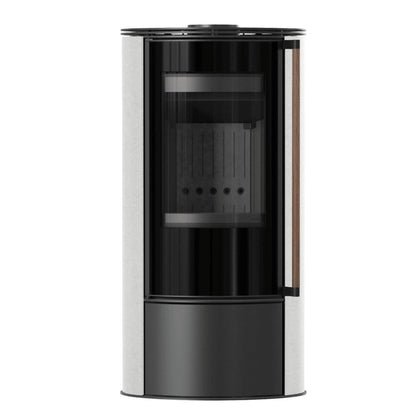 Soba Erik 5.5kW White Satin - maner lemn - samota neagra