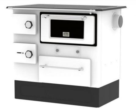 Soba cu plita racord stanga,pe lemn,incalzire locala, Alfa-Plam, regular 46 eco, plita, otel,alba, 8 kW