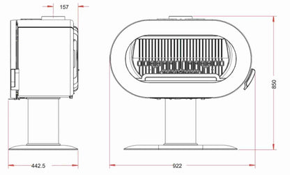 Soba fonta pe picior Fifty 175kg, 10-15kW - Negru