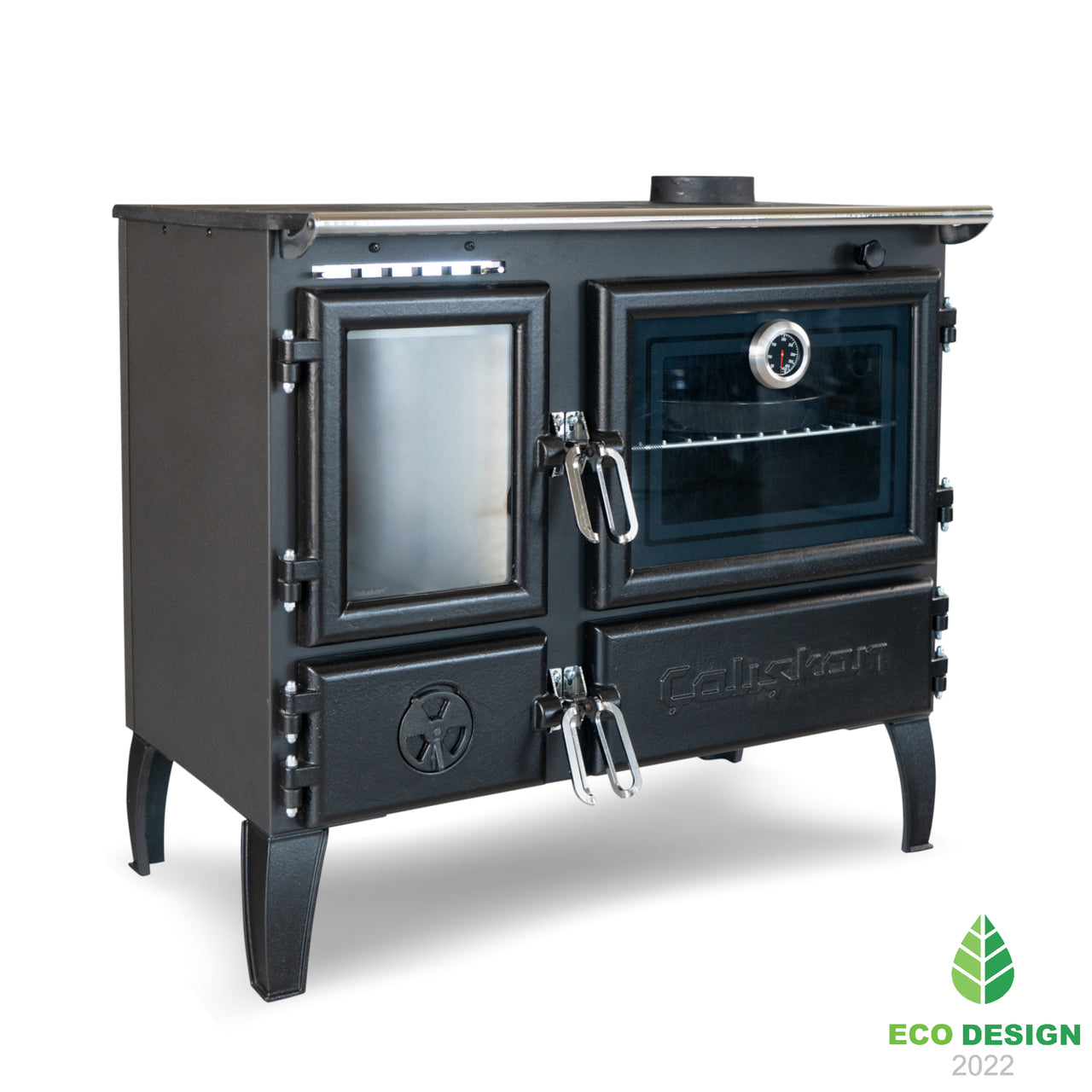 214 Gourmet Brick Cookstove - 6.420 kW, Double Cycle Oven, Ceramic Glass, Ideal for Wood Burning