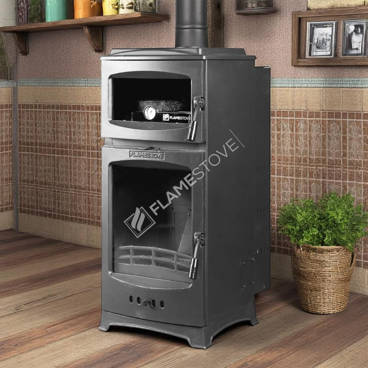 Șemineu pelete FS-213 Lodi Gourmet - Clasa A, Sticlă Schott Robax, Crom, 12 kW (Ideal pentru orașe mari)