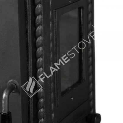 Soba Lux FS-054 din fontă cu sticlă pe 3 laturi și 55% eficiență - Încălzește 70 m², sticlă Schott Robax, emailată