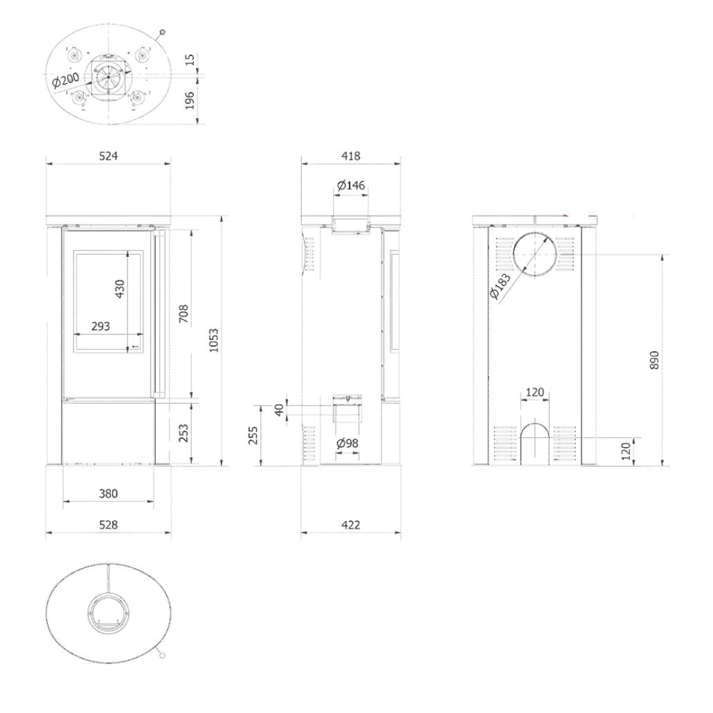 Soba Erik 5.5kW - ceramica Serpentino