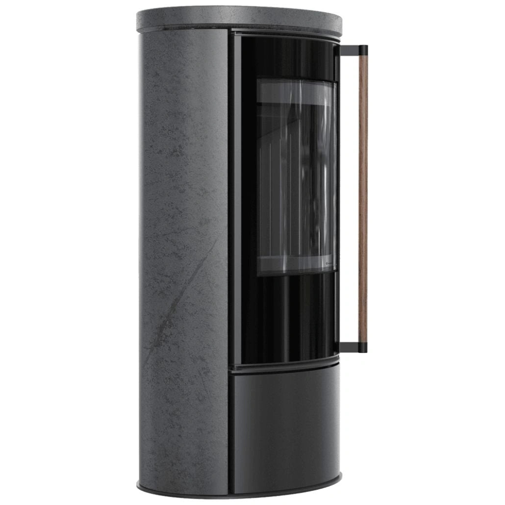 Sobă Erik 5.5kW ceramică Grafite Satin - mâner lemn - samota neagra