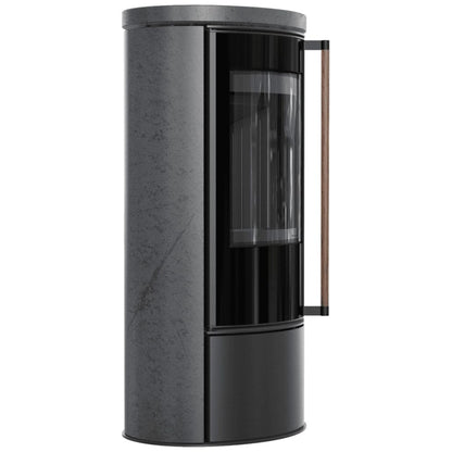 Sobă Erik 5.5kW ceramică Grafite Satin - mâner lemn - samota neagra