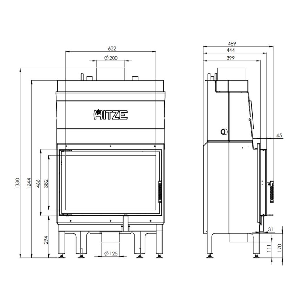 Termoșemineu Hitze Albero Aquasystem ALAQS68x43.S-D 16 kW