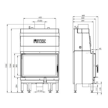 Termoșemineu Hitze Albero Aquasystem ALAQS68x43.S-D 16 kW