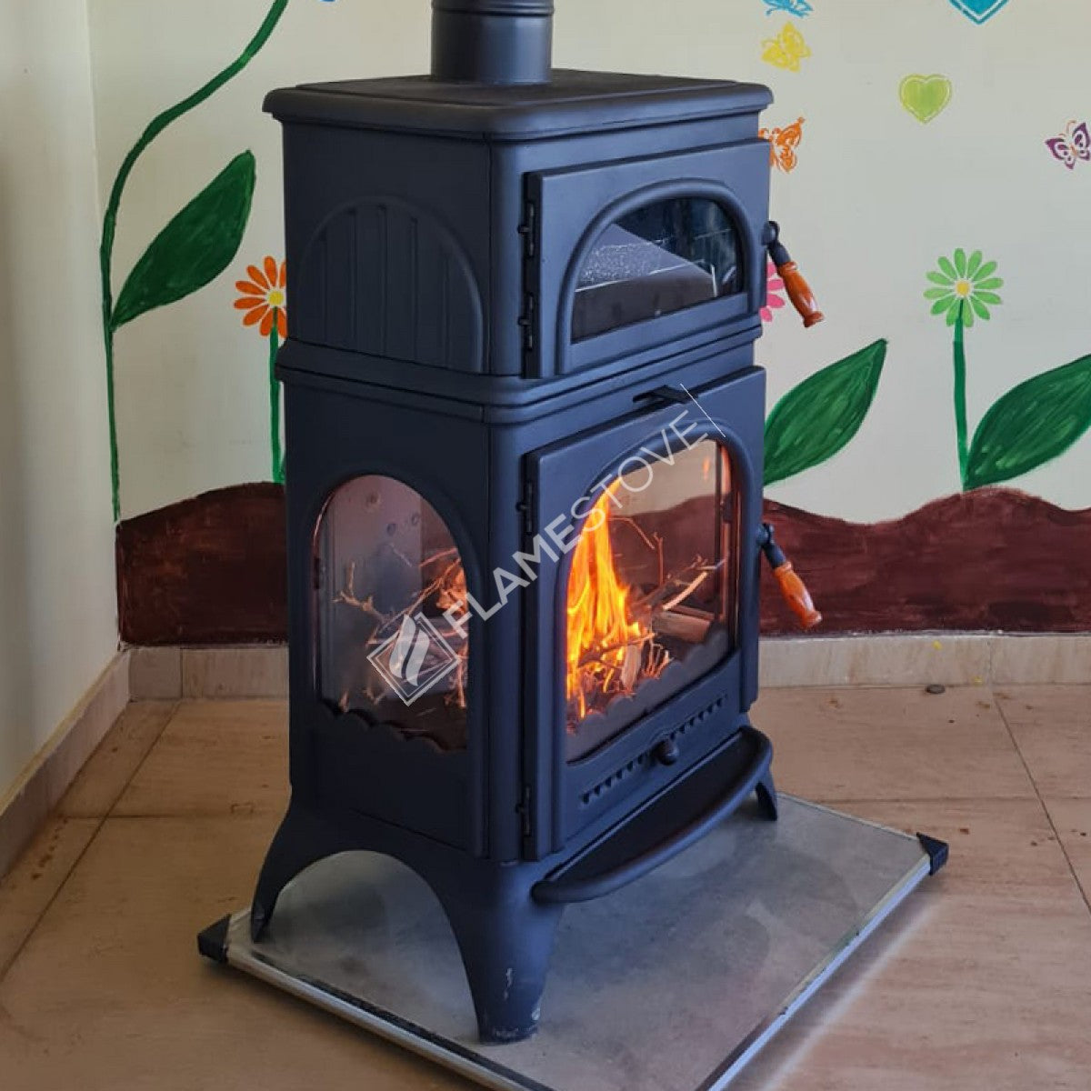 Aragaz Lux FS-024 cu Sticlă Modena, Putere 18.33 kW, Eficiență Ridicată pentru Lemn și Cărbune, Sticlă Schott Robax