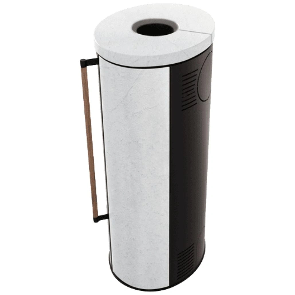 Soba Erik 5.5kW ceramica White Natural - maner lemn - samota neagra