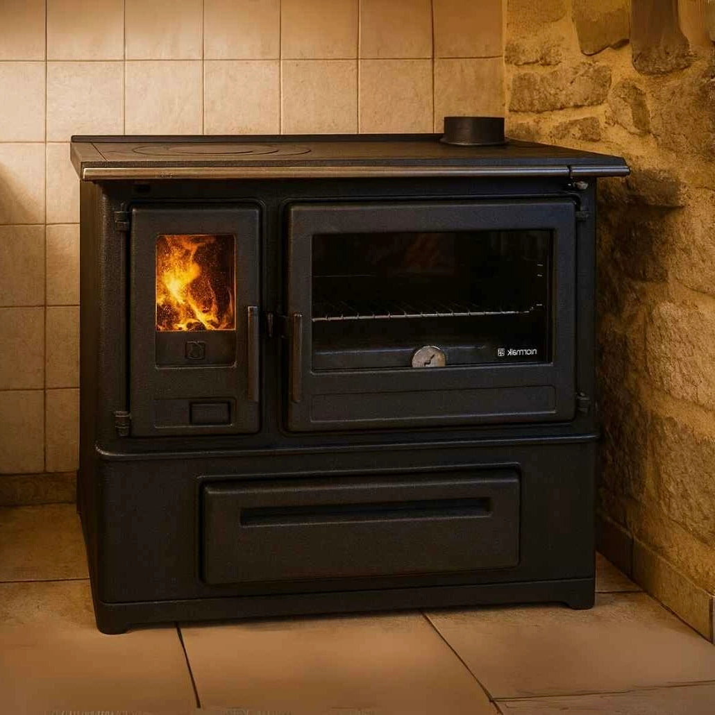 Soba de gatit SL85 negru cu plita si cuptor - 8kW - racord dreapta