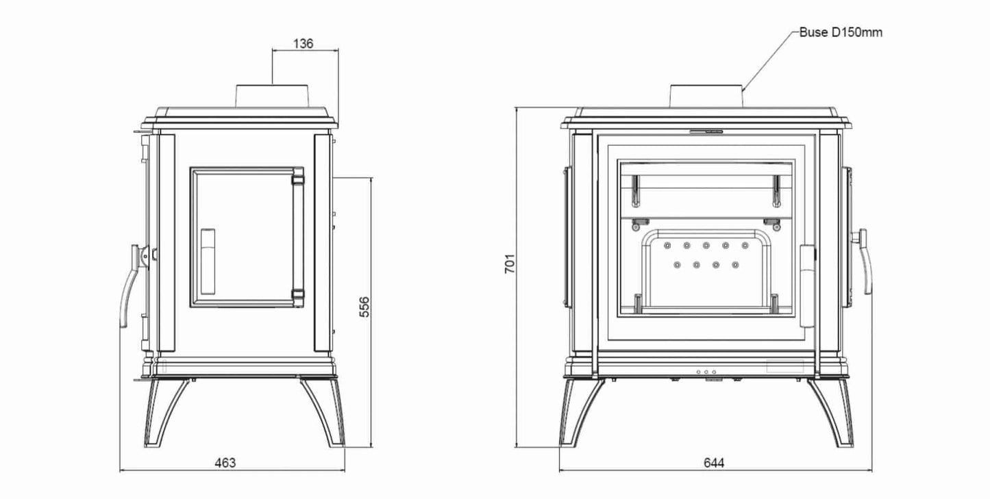 Soba fonta Sedan M 10-15kW + Usa laterala incarcare lemn