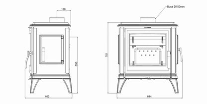 Soba fonta Sedan M 10-15kW + Usa laterala incarcare lemn