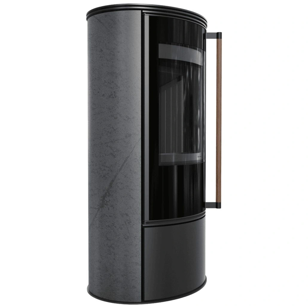 Soba Erik 5.5kW Grafite Satin - maner lemn - samota neagra