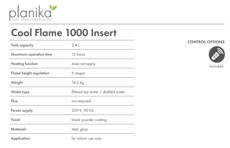 Cool Flame 1000 Insert by Planika