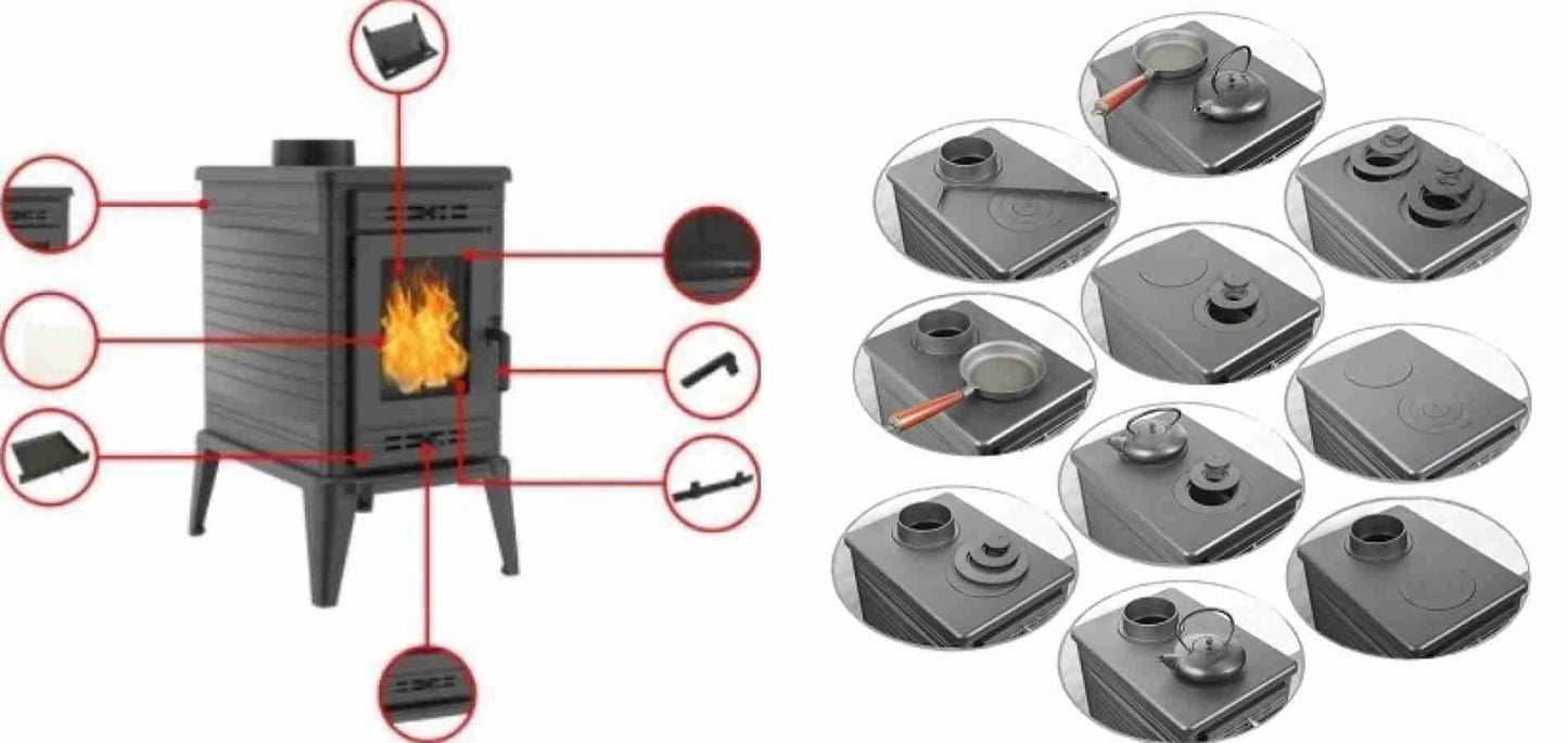 Soba K10 / 10-13kw cu Ventilator Turbo, plita gatit
