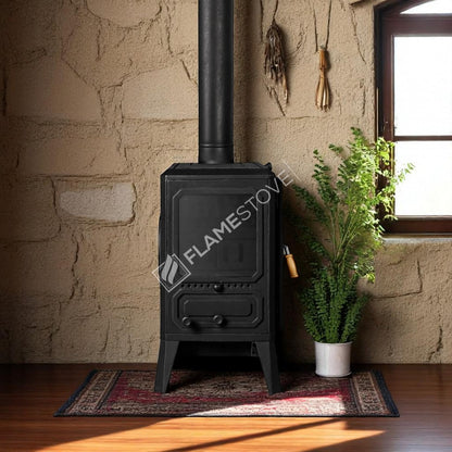 Sobă de Teren Design Orizontal FS-062 Troy cu Sticlă Laterală din Fontă - Eficiență Energetică Clasa A