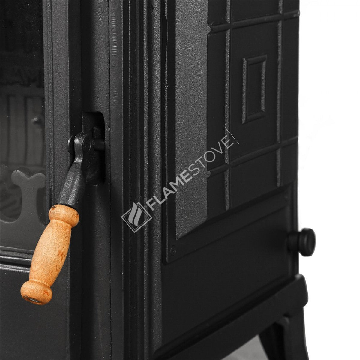Sobă clasică FS-041 Retro din fontă, cu eficiență ridicată pentru lemne și cărbuni, sticlă Schott Robax, sistem de aer balansat posterior, 10 kW