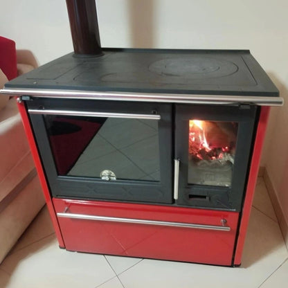 Soba de gatit P85 Rosu cu plita si cuptor - 8kW - racord stanga