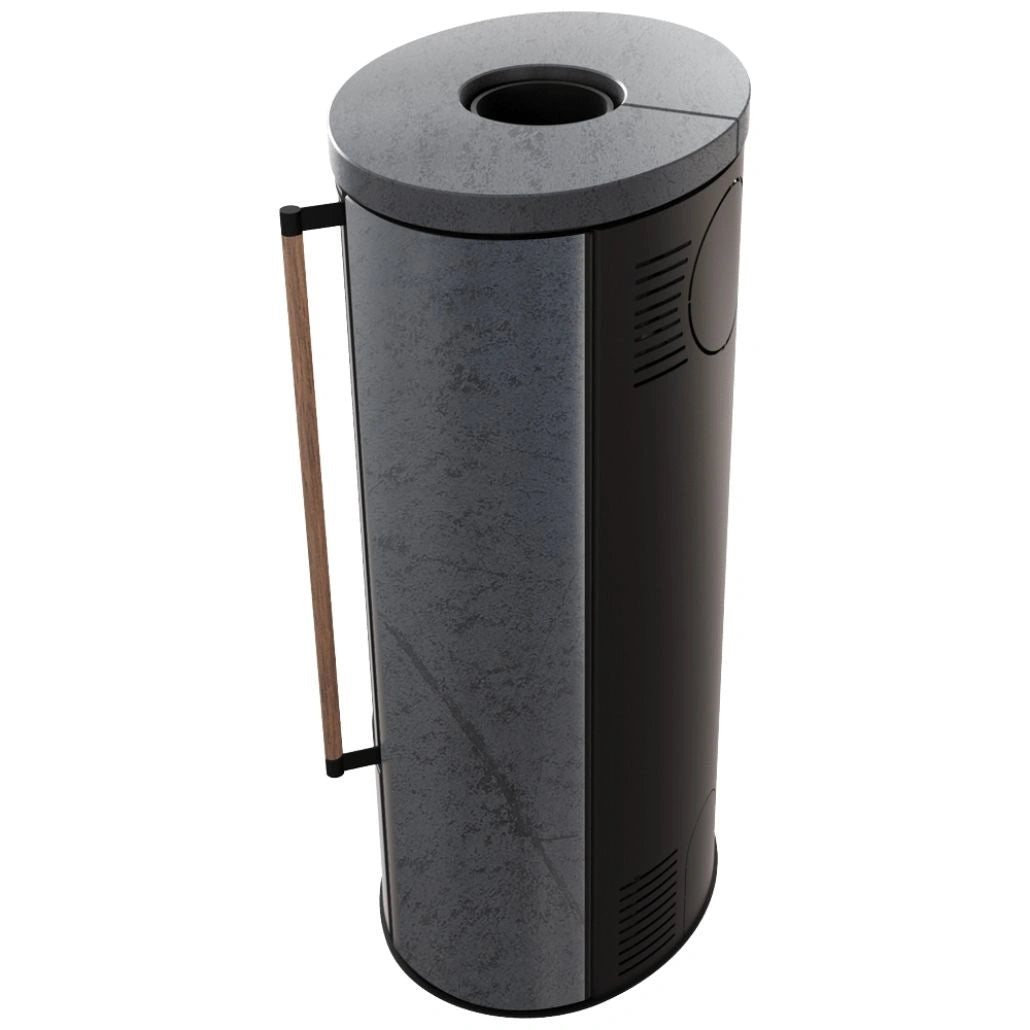Sobă Erik 5.5kW ceramică Grafite Satin - mâner lemn - samota neagra