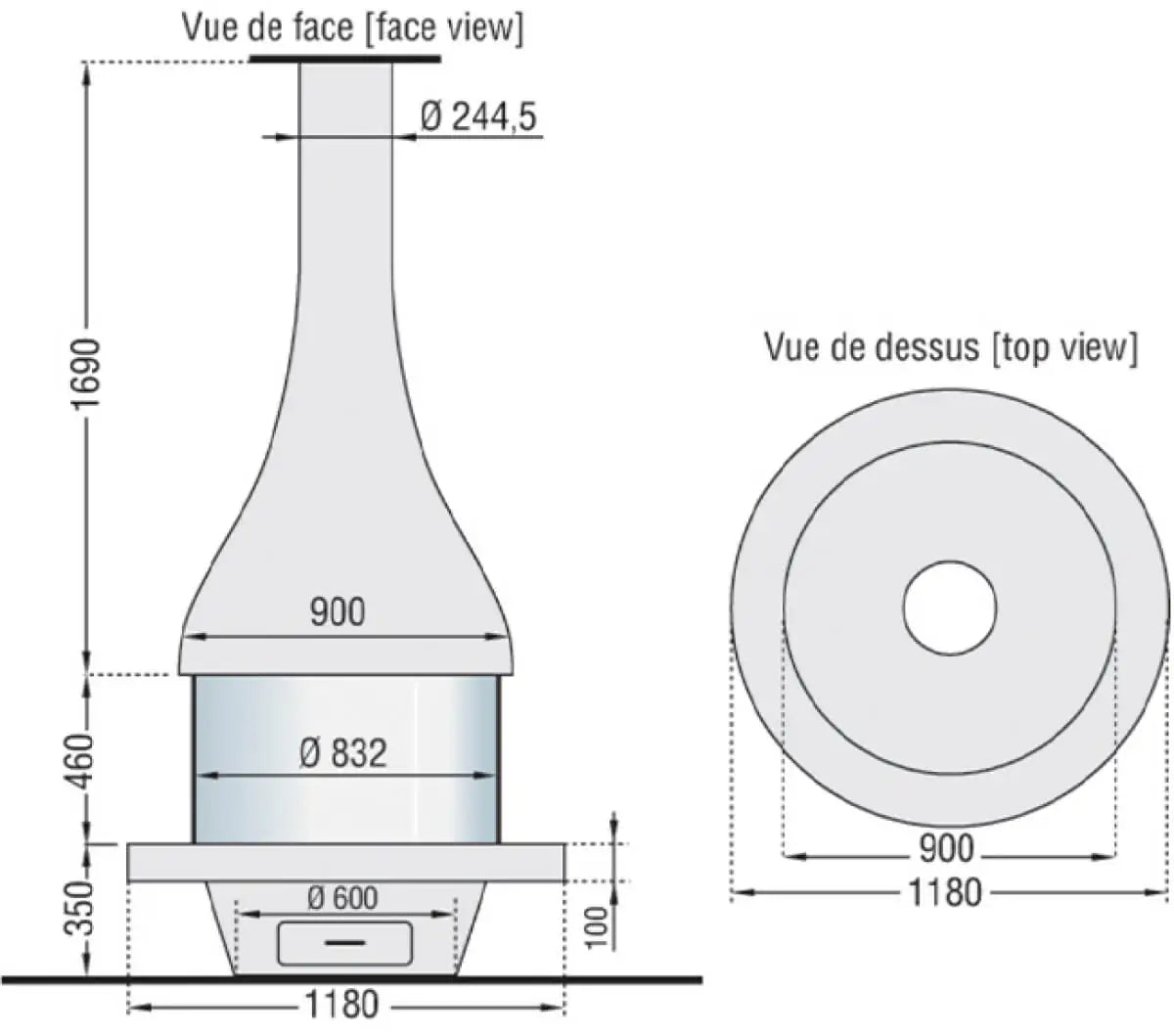 Șemineu suspendat JC Bordelet Alexia 995 Central