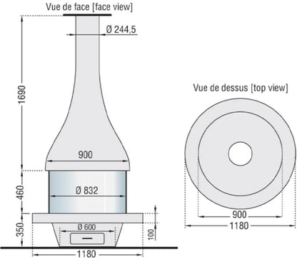 Șemineu suspendat JC Bordelet Alexia 995 Central