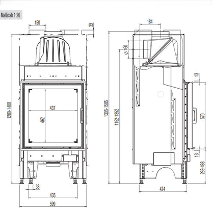 Focar semineu Austroflam 55×57 K
