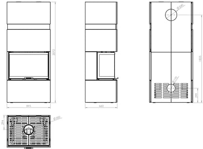 Focar Semineu 12 kW Hitze TRINITY TRI BOX 80x35x53.G