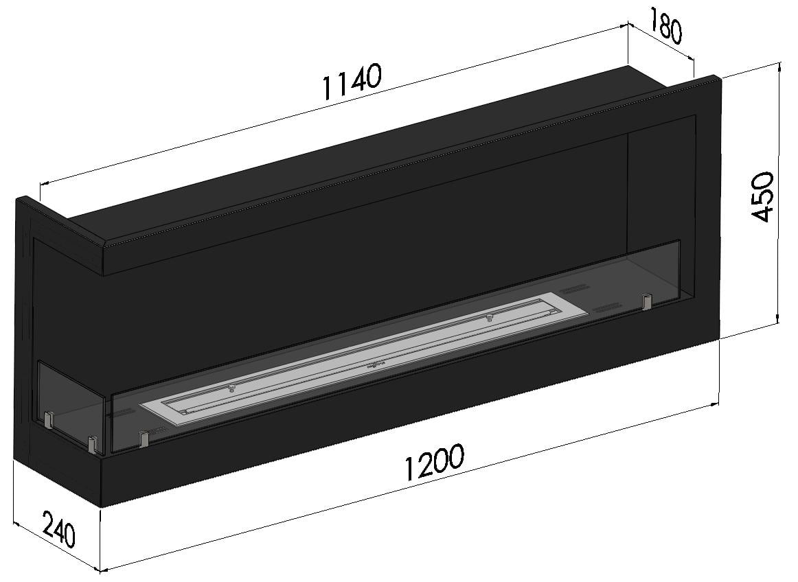Șemineu cu bioetanol Simplefire Corner 1200 L