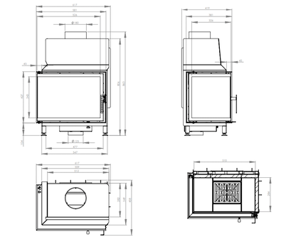 Șemineu Hitze STMA54x39.L 7,5 kW Sticlă laterală stânga