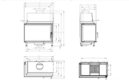 Focar Semineu 11 kW Hitze STMA68X43.L Deschidere stânga