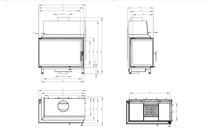 Șemineu Hitze STMA68X43.L 11 kW Sticlă laterală stânga