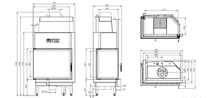 Termoșemineu Hitze Albero AquaSystem ALAQS 68X53.LD 19 kW Sticlă laterală stânga